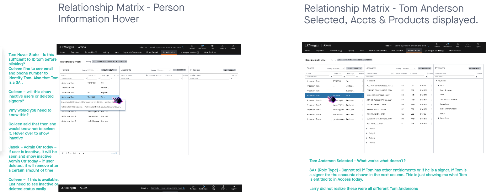 User Matrix Actions Panel Sketch